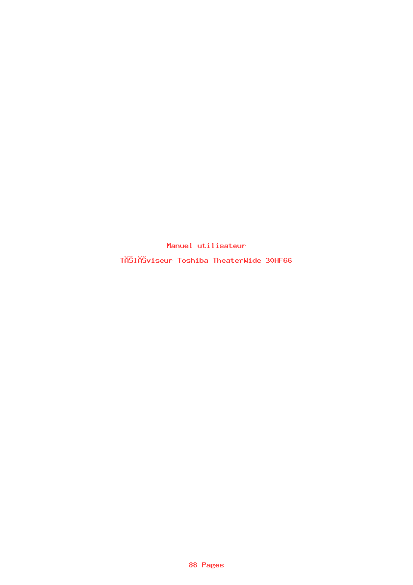 Page 1 de la notice Manuel utilisateur Toshiba TheaterWide 30HF66