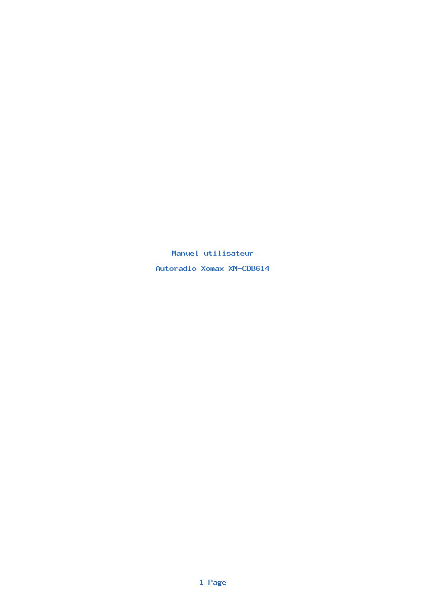 Page 1 de la notice Manuel utilisateur Xomax XM-CDB614