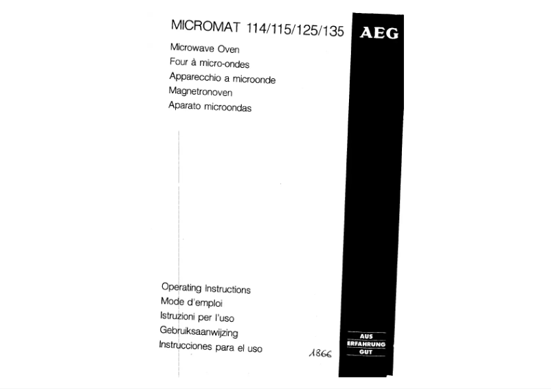 Page 1 de la notice Manuel utilisateur AEG MICROMAT114