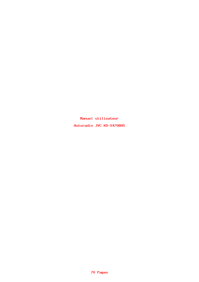 Page 1 de la notice Manuel utilisateur JVC KD-X470BHS