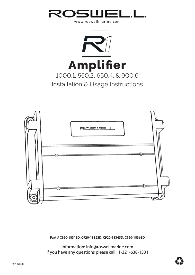 Page 1 de la notice Manuel utilisateur Roswell 550.2