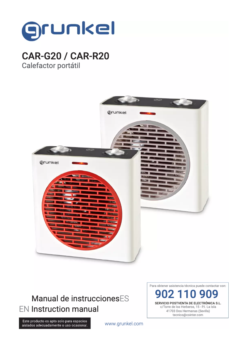 Page 1 de la notice Manuel utilisateur Grunkel CAR-R20