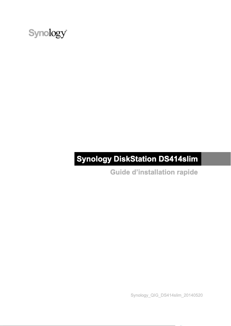 Page 1 de la notice Manuel utilisateur Synology DiskStation DS414slim