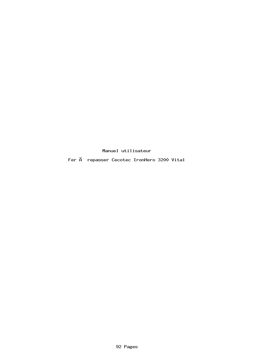 Page 1 de la notice Manuel utilisateur Cecotec IronHero 3200 Vital
