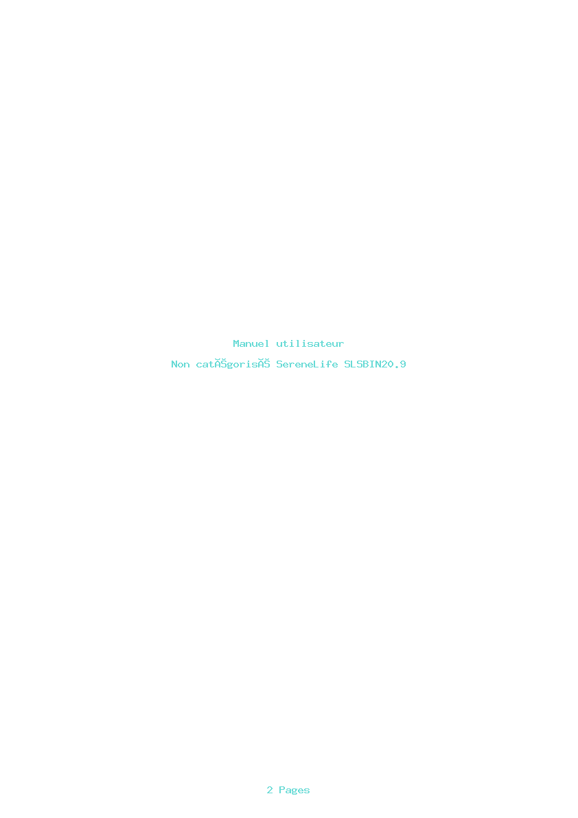 Page 1 de la notice Manuel utilisateur SereneLife SLSBIN20.9