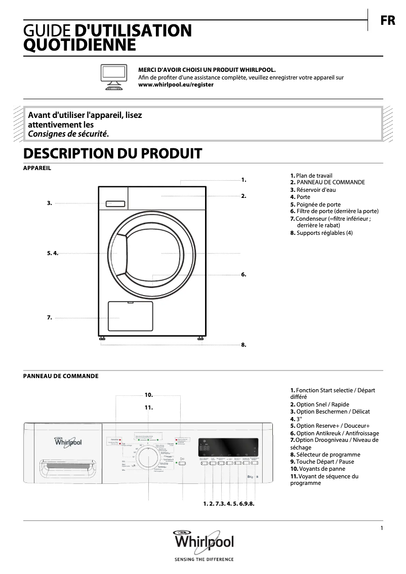 Página 1 del manual Manual de instrucciones Whirlpool DDLX 80114