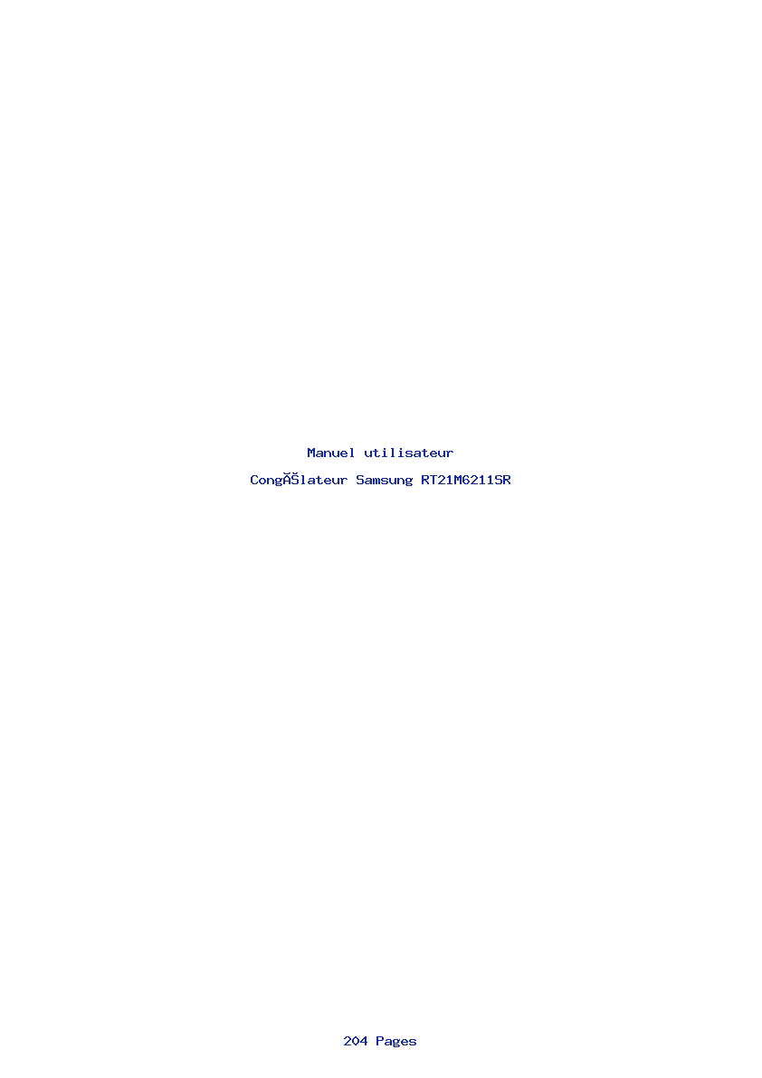 Page 1 de la notice Manuel utilisateur Samsung RT21M6211SR