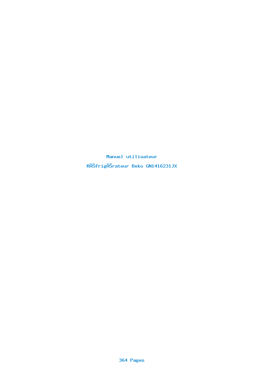 Page 1 de la notice Manuel utilisateur Beko GN1416231JX