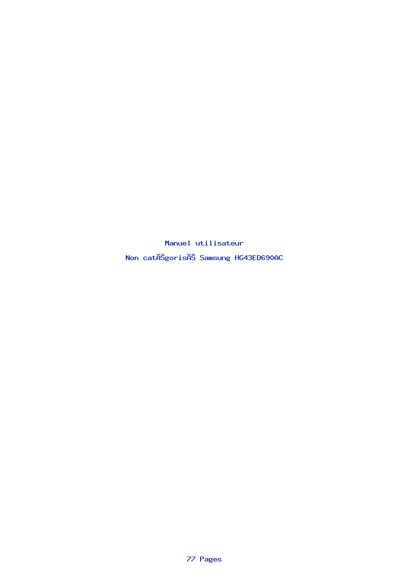 Page 1 de la notice Manuel utilisateur Samsung HG43ED690AC