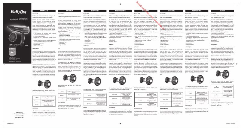Page 1 de la notice Manuel utilisateur BaByliss D362E