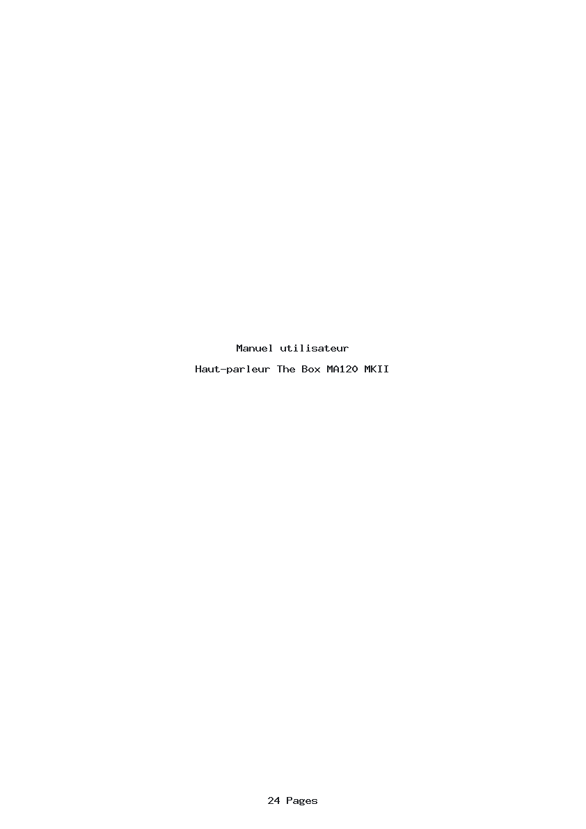 Page 1 de la notice Manuel utilisateur The Box MA120 MKII
