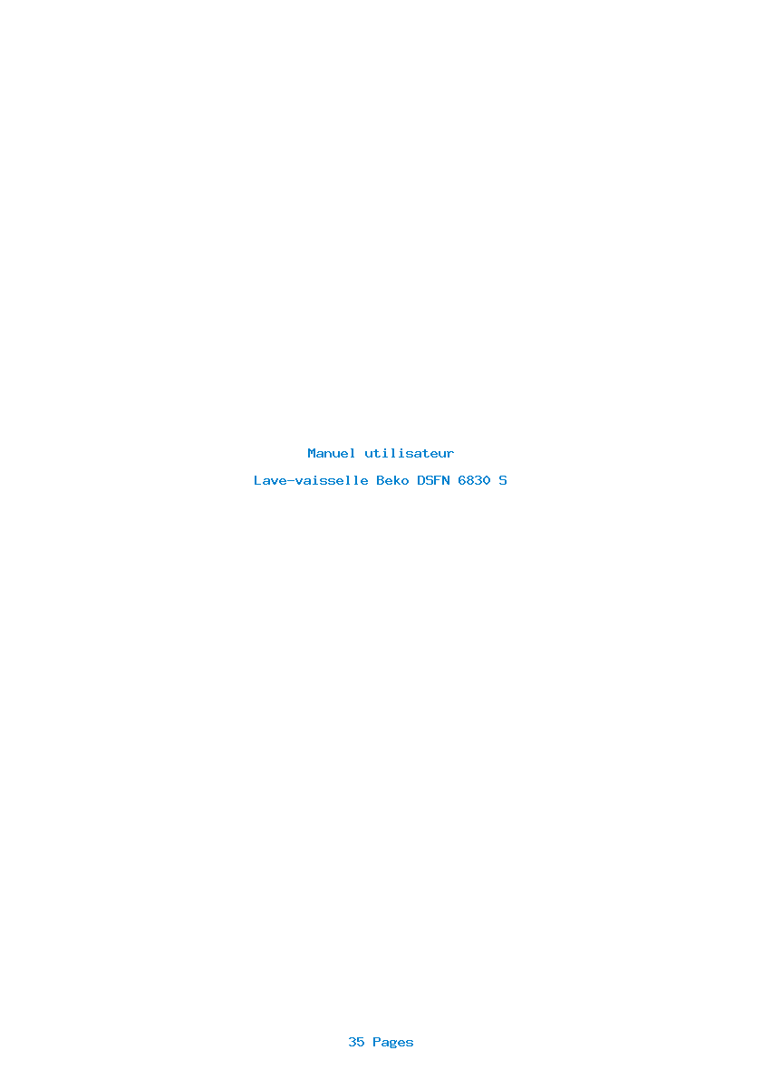 Page 1 de la notice Manuel utilisateur Beko DSFN 6830 S