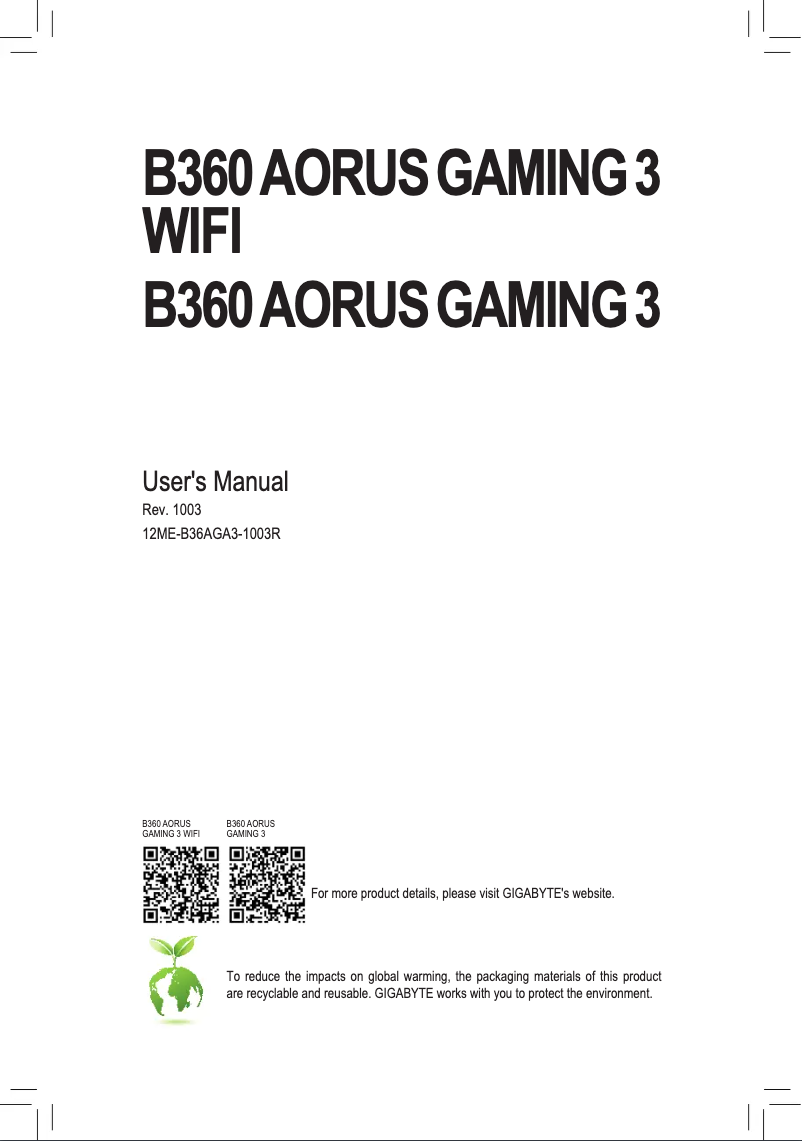 Página 1 del manual Manual de usuario Gigabyte B360 AORUS GAMING 3