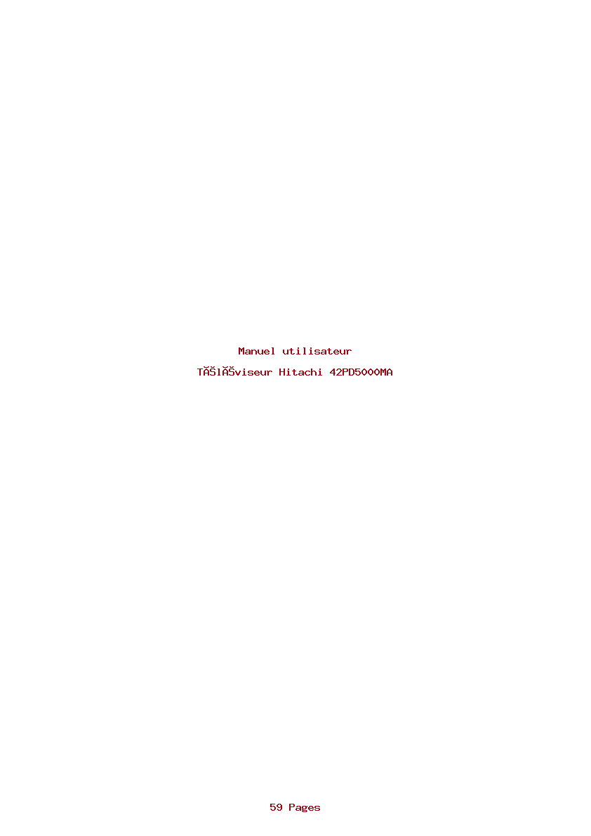 Page 1 de la notice Manuel utilisateur Hitachi 42PD5000MA