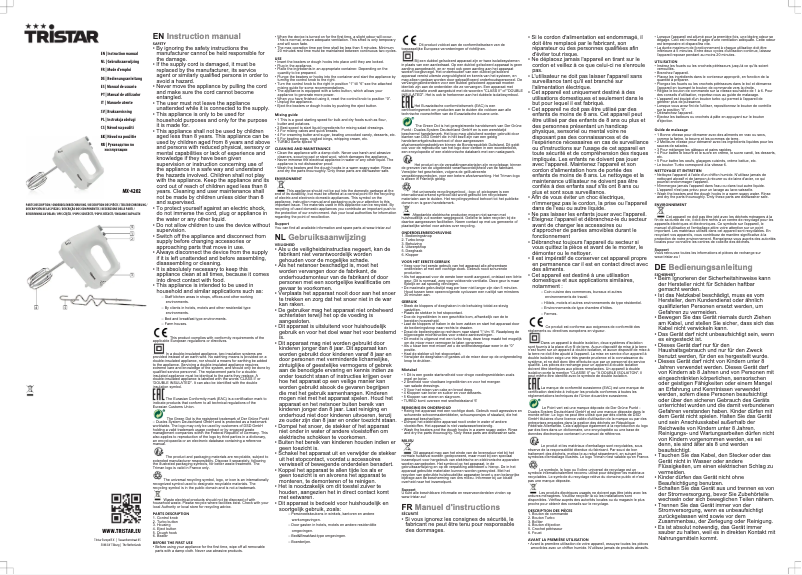 Page 1 de la notice Manuel utilisateur TriStar MX-4202