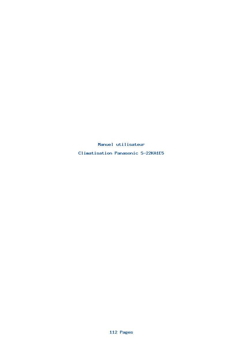 Page 1 de la notice Manuel utilisateur Panasonic S-22KA1E5