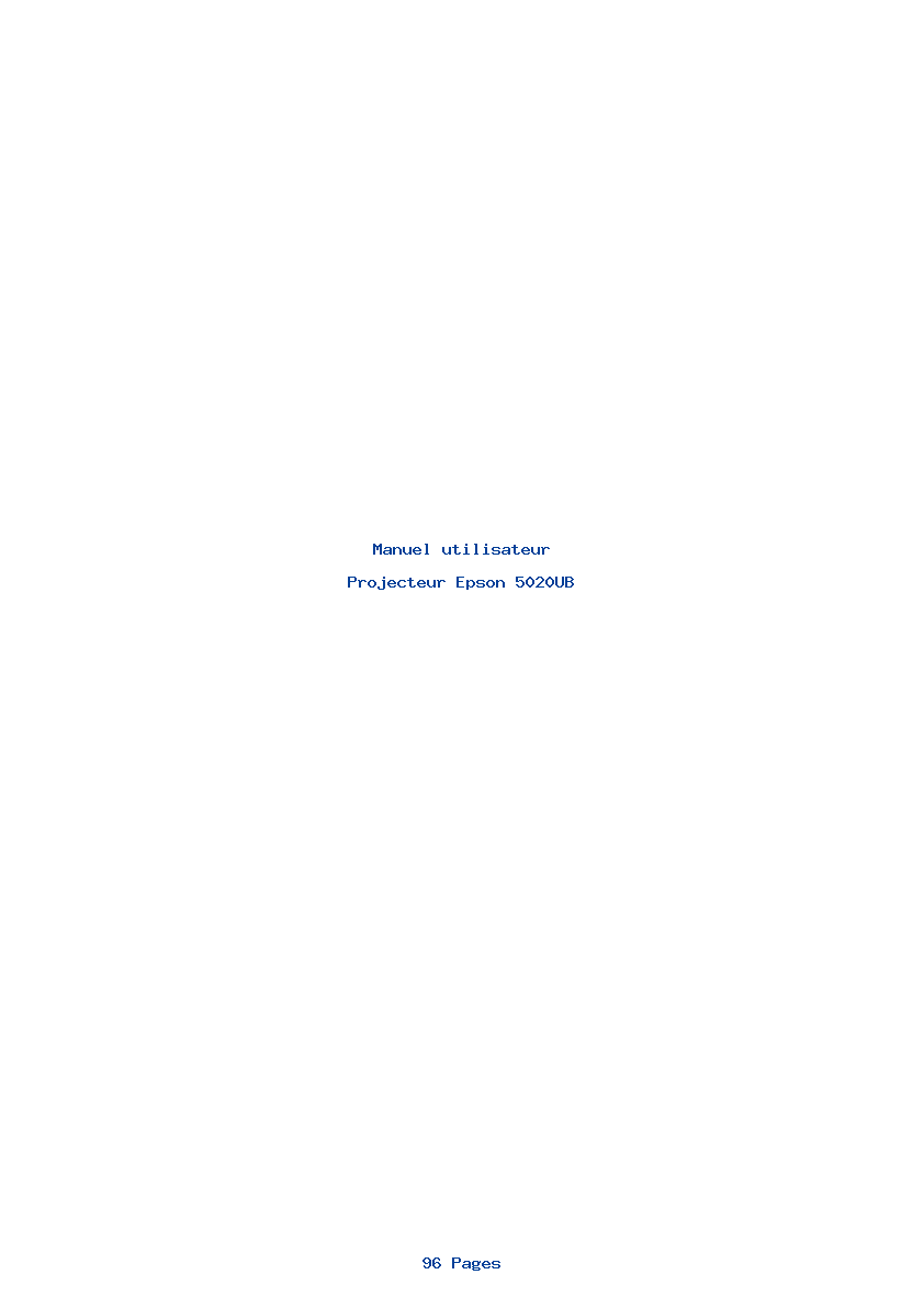 Page 1 de la notice Manuel utilisateur Epson 5020UB