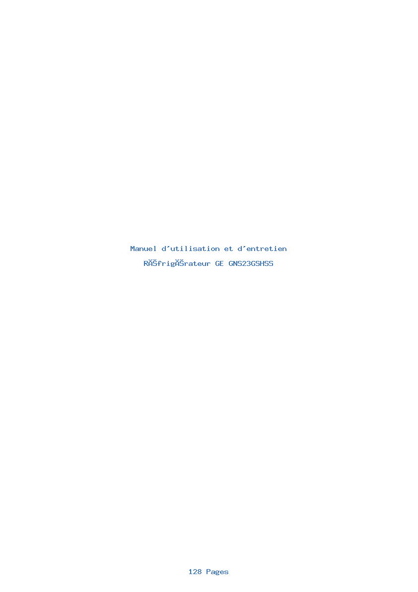 Image de la première page du manuel de l'appareil GNS23GSHSS
