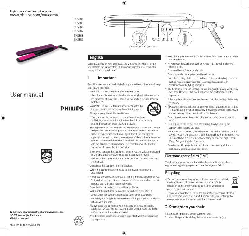 Página 1 del manual Manual de usuario Philips StraightCare BHS386