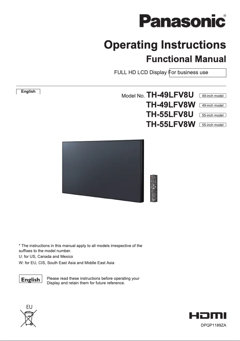 Página 1 del manual Manual de usuario Panasonic TH-49LFV8W
