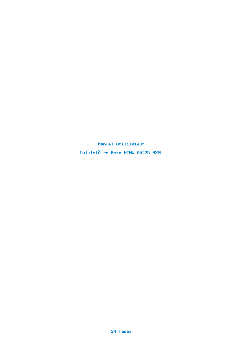 Page 1 de la notice Manuel utilisateur Beko HIMW 95225 SXEL