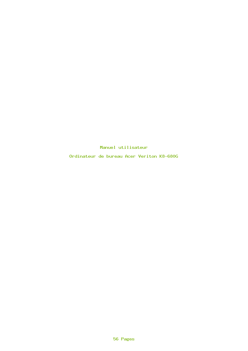 Page 1 de la notice Manuel utilisateur Acer Veriton K8-680G