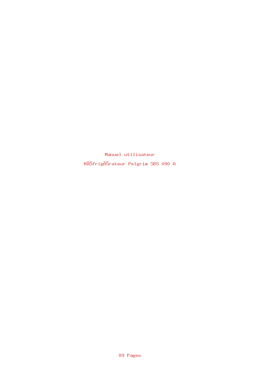 Page 1 de la notice Manuel utilisateur Pelgrim SBS 090 A