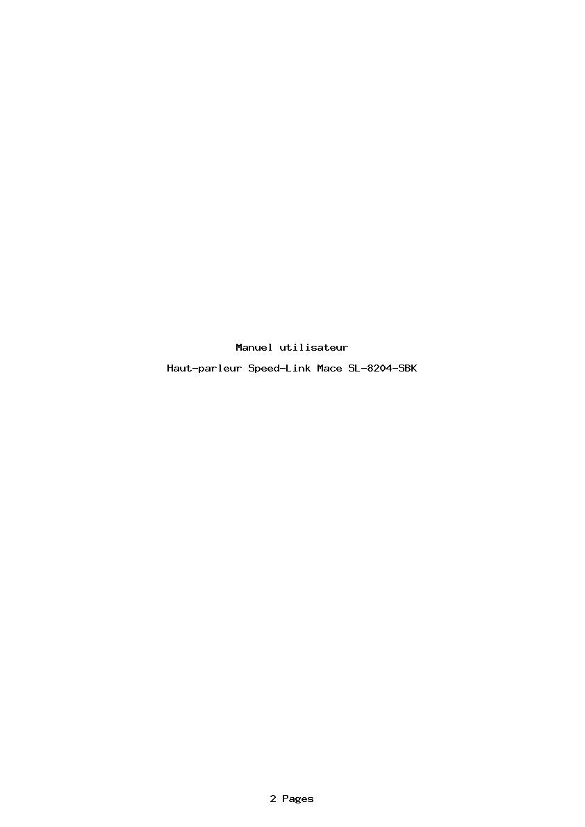 Page 1 de la notice Manuel utilisateur Speed-Link Mace SL-8204-SBK