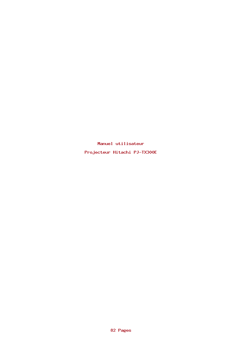 Page 1 de la notice Manuel utilisateur Hitachi PJ-TX300E