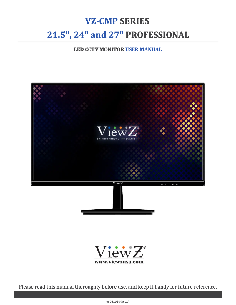Page 1 de la notice Manuel utilisateur ViewZ VZ-22CMP