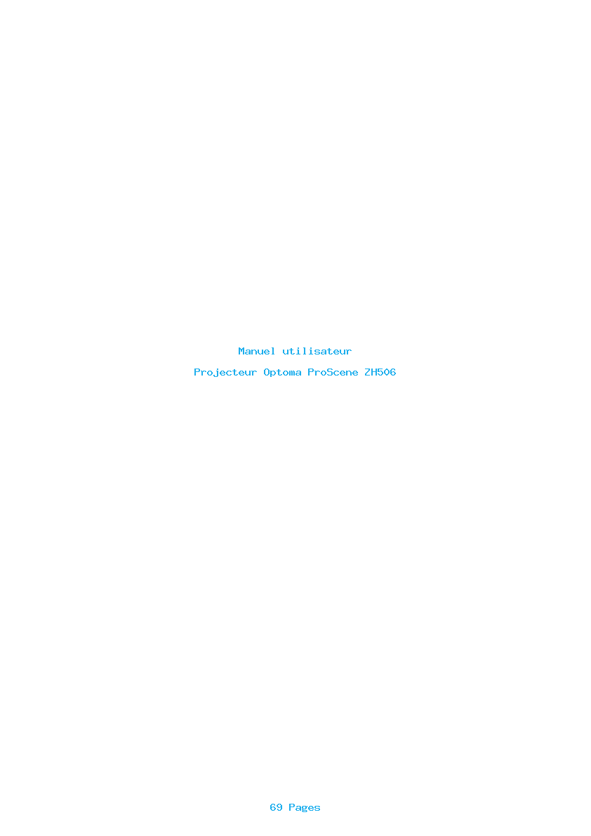Page 1 de la notice Manuel utilisateur Optoma ProScene ZH506