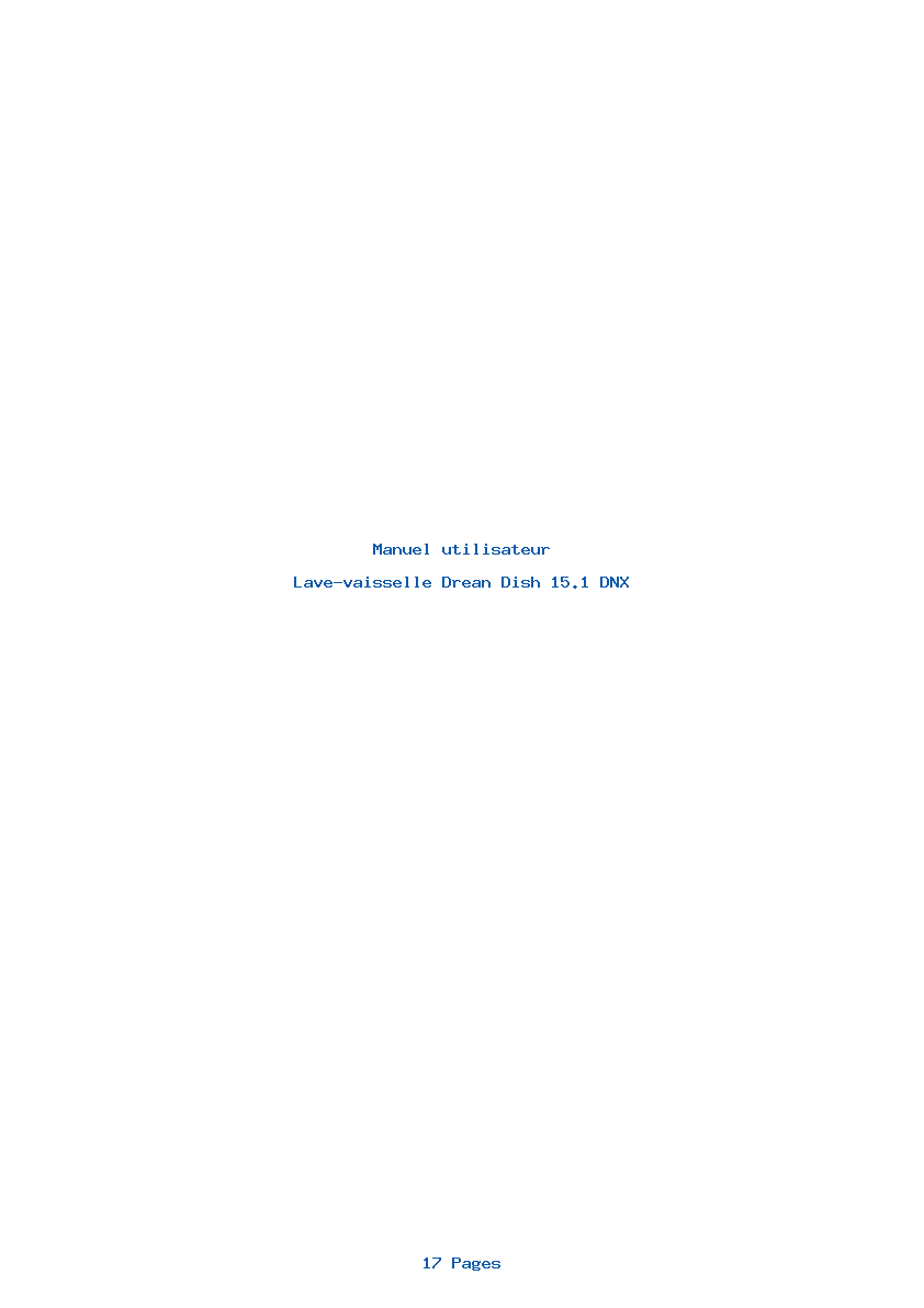 Page 1 de la notice Manuel utilisateur Drean Dish 15.1 DNX