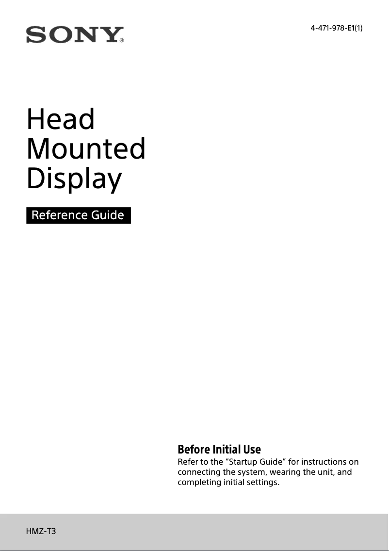 Page 1 de la notice Manuel utilisateur Sony HMZ-T3