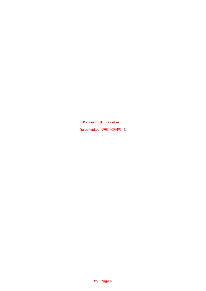 Page 1 de la notice Manuel utilisateur JVC KD-R541