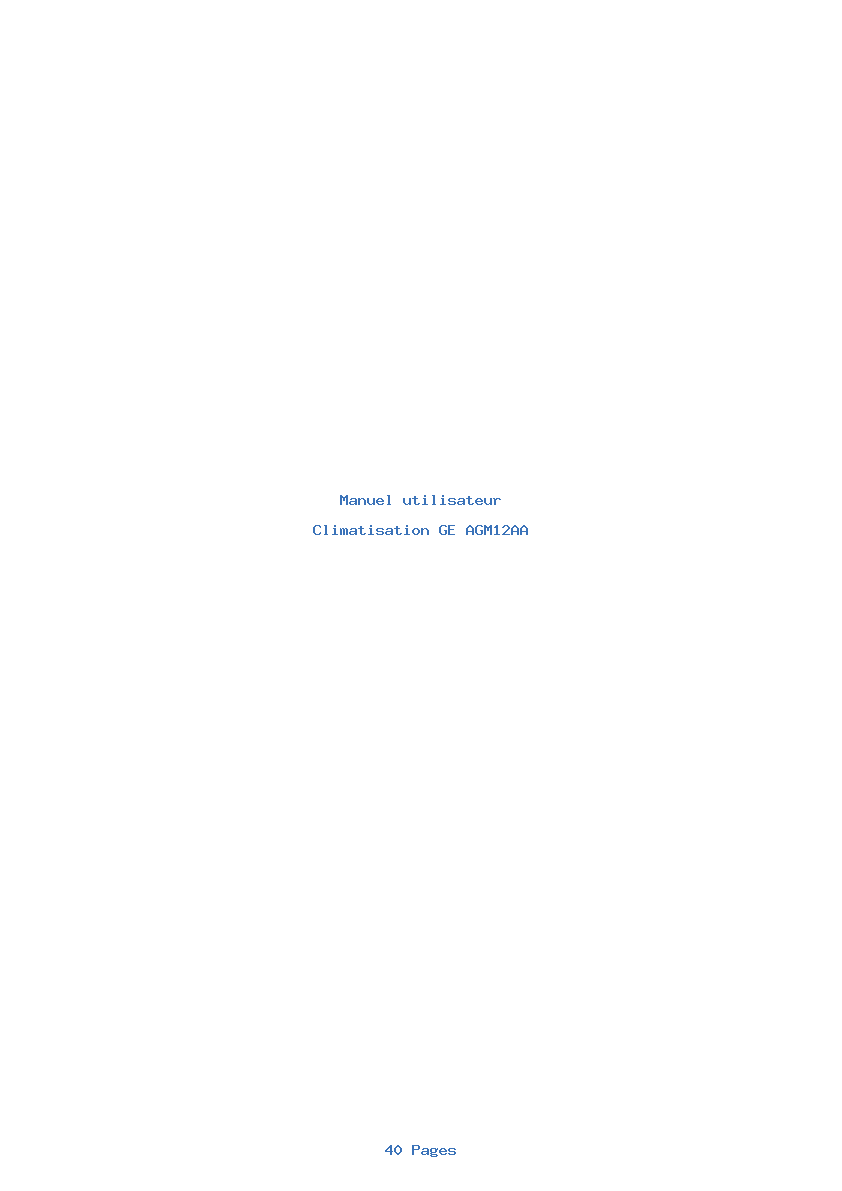 Page 1 de la notice Manuel utilisateur GE AGM12AA