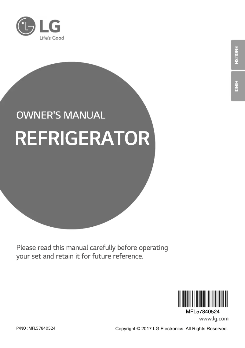 Page 1 de la notice Manuel utilisateur LG GL-C292SCPU