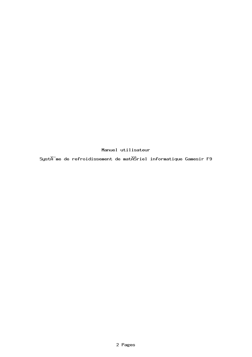Page 1 de la notice Manuel utilisateur Gamesir F9