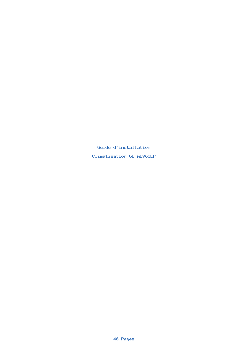 Page 1 de la notice Guide d'installation GE AEV05LP