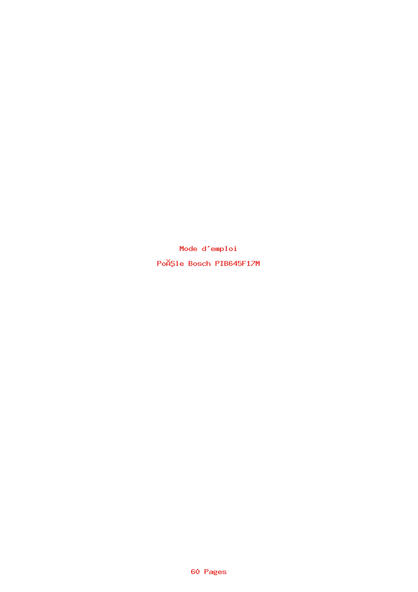 Page 1 de la notice Mode d'emploi Bosch PIB645F17M