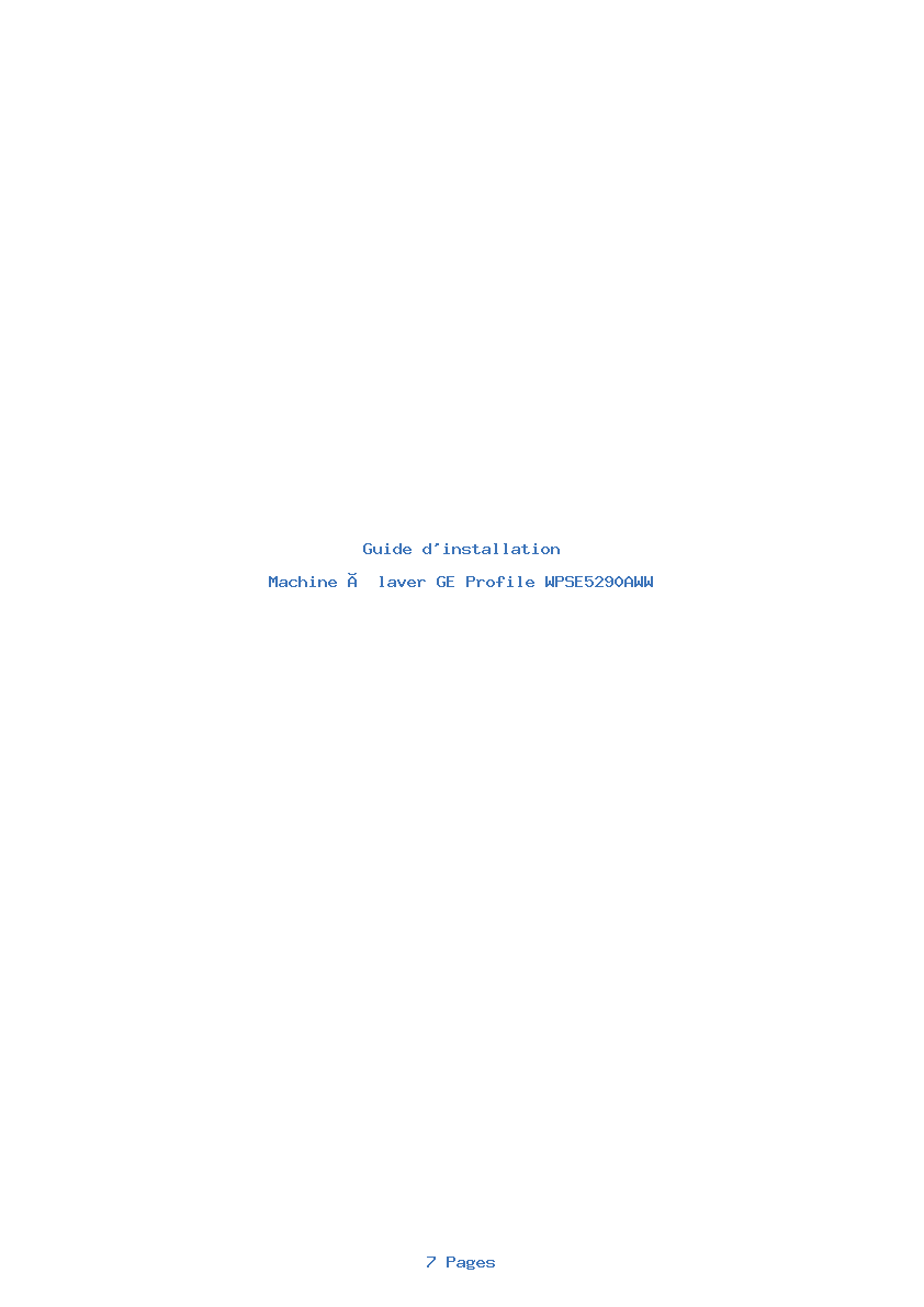 Page 1 de la notice Guide d'installation GE Profile WPSE5290AWW