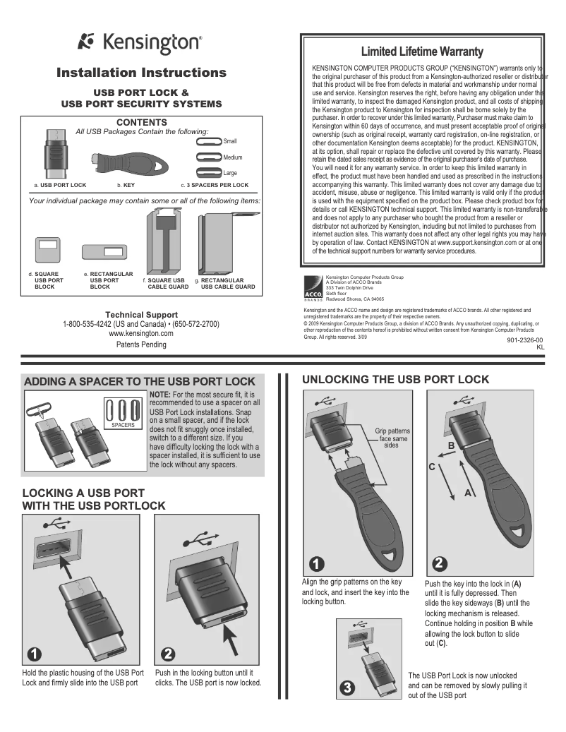 Page 1 de la notice Manuel utilisateur Kensington K67720US
