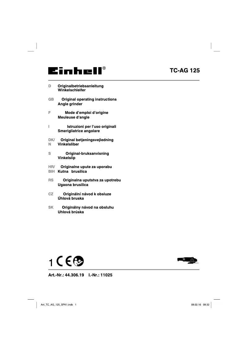 Page 1 de la notice Manuel utilisateur Einhell 4430624