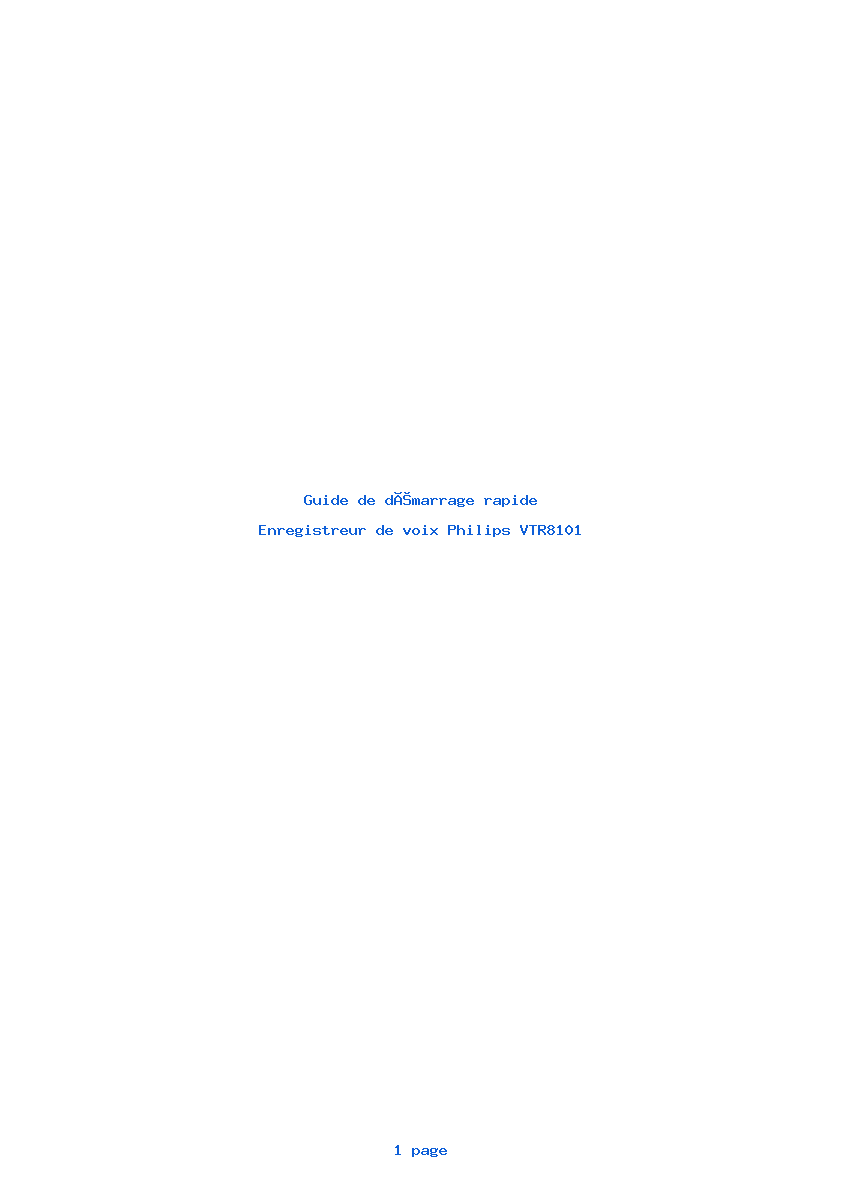 Page 1 de la notice Guide de démarrage rapide Philips VTR8101