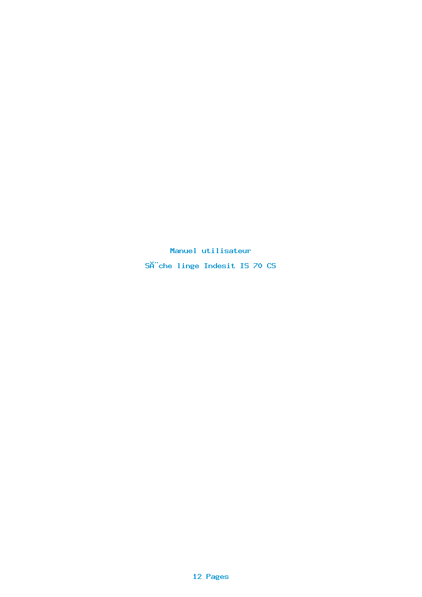 Page 1 de la notice Manuel utilisateur Indesit IS 70 CS