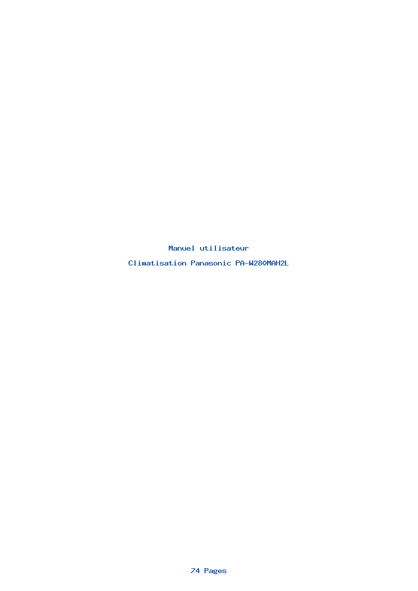 Page 1 de la notice Manuel utilisateur Panasonic PA-W280MAH2L