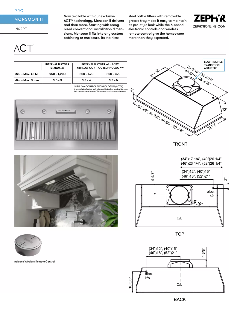 Página 1 del manual Ficha técnica Zephyr AK9352AS