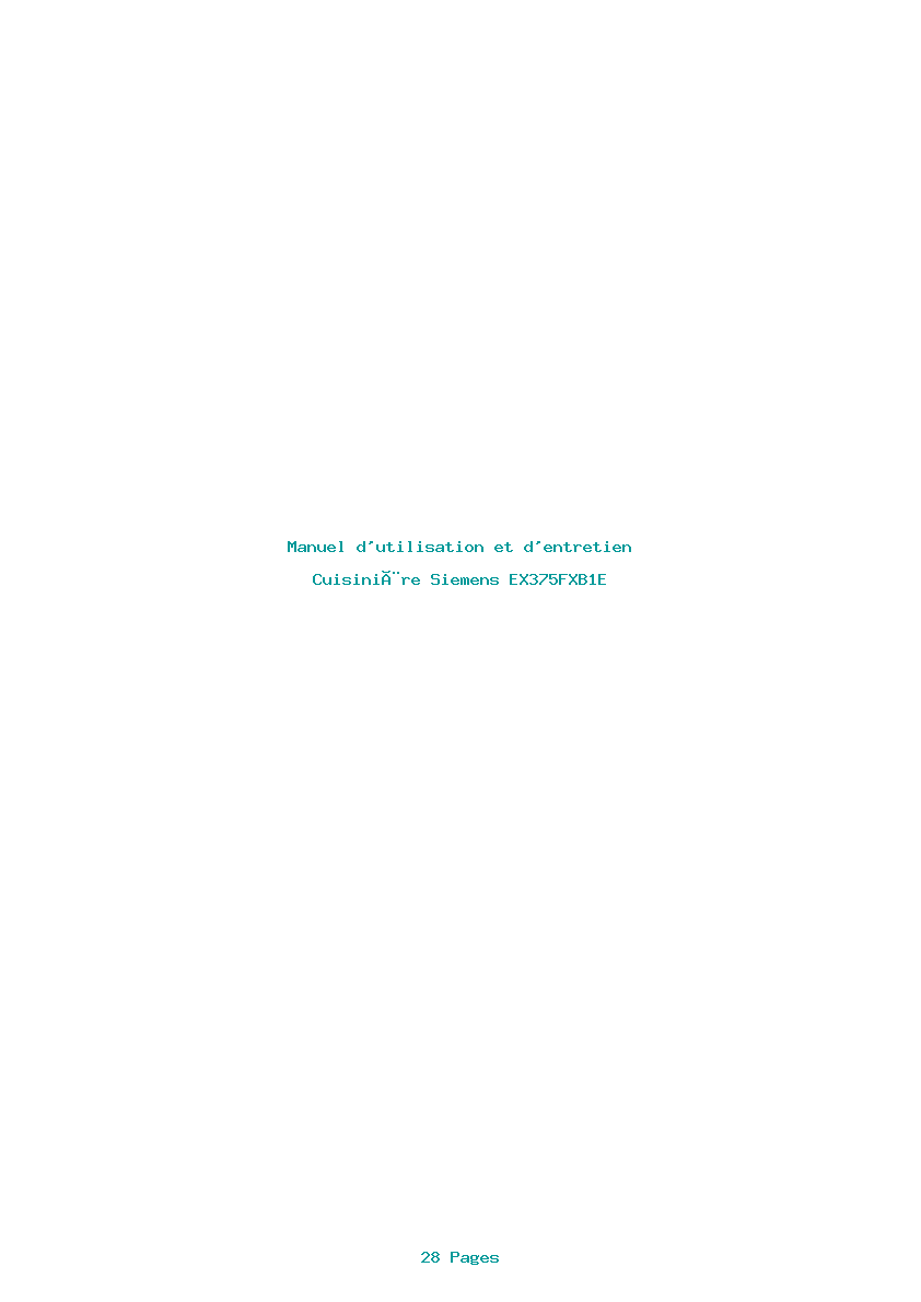 Page 1 de la notice Manuel d'utilisation et d'entretien Siemens EX375FXB1E