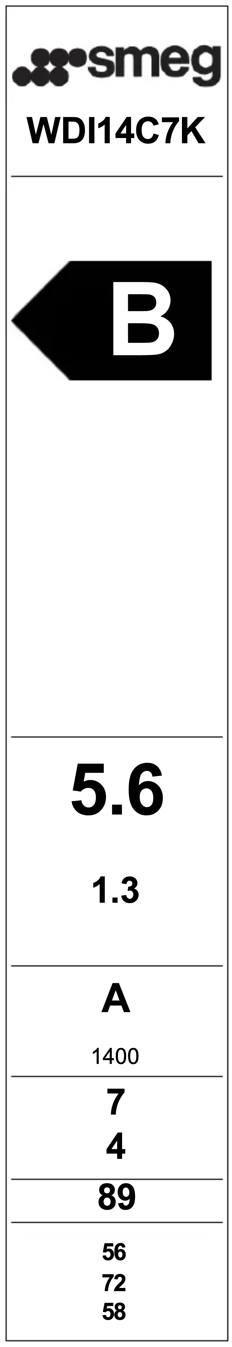 Página 1 del manual Etiqueta energética Smeg WDI14C7K