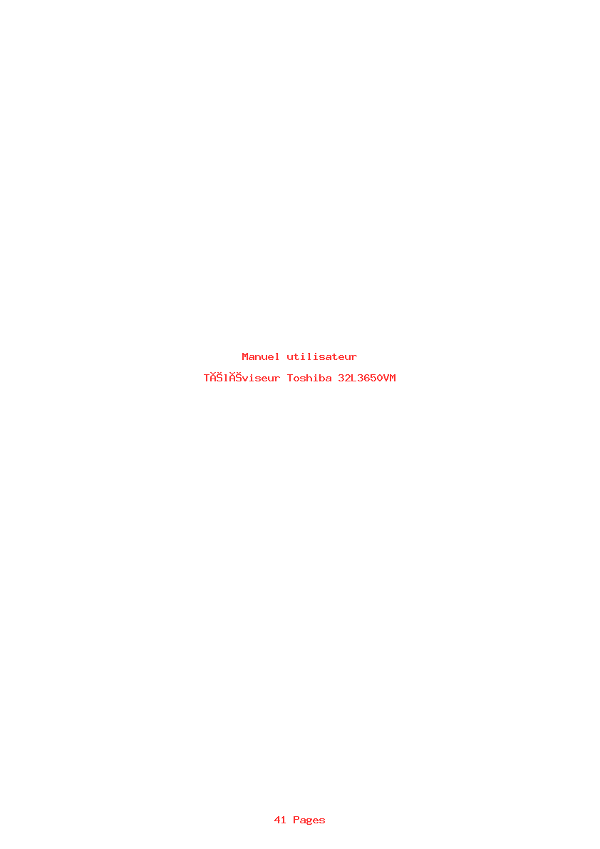 Page 1 de la notice Manuel utilisateur Toshiba 32L3650VM