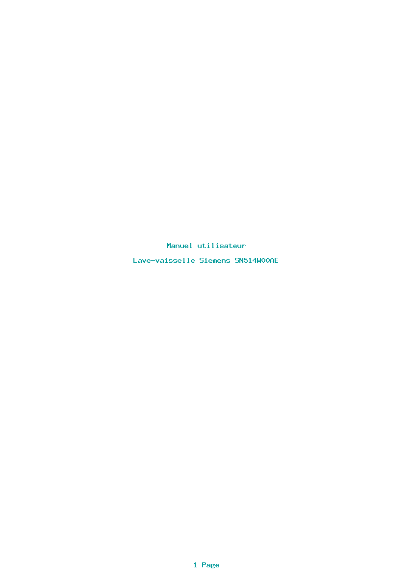 Page 1 de la notice Manuel utilisateur Siemens SN514W00AE